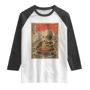 Sea Monster Eating Ramen Raglan Shirt Vintage Graphic Japanese Lover Ukiyo-e Art TS10 White Heather Charcoal Print Your Wear