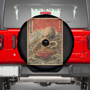 Sea Monster Eating Ramen Spare Tire Cover Vintage Graphic Japanese Lover Ukiyo-e Art TS10 Black Print Your Wear