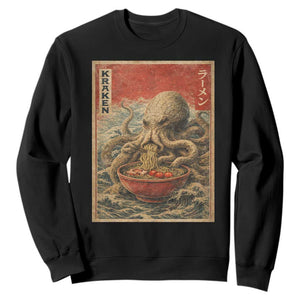 Sea Monster Eating Ramen Sweatshirt Vintage Graphic Japanese Lover Ukiyo-e Art TS10 Black Print Your Wear