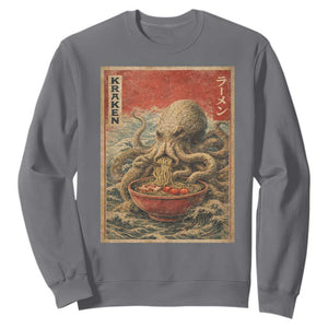 Sea Monster Eating Ramen Sweatshirt Vintage Graphic Japanese Lover Ukiyo-e Art TS10 Charcoal Print Your Wear