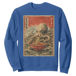 Sea Monster Eating Ramen Sweatshirt Vintage Graphic Japanese Lover Ukiyo-e Art TS10 Royal Blue Print Your Wear