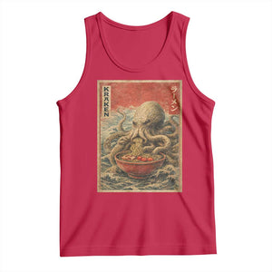 Sea Monster Eating Ramen Tank Top Vintage Graphic Japanese Lover Ukiyo-e Art TS10 Red Print Your Wear