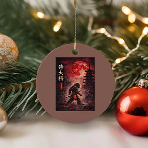 Samurai Bigfoot Ceramic Ornament Vintage Japanese Graphic Ukiyo-e Art Sasquatch Red Moon TS10 1pc Mocha Print Your Wear