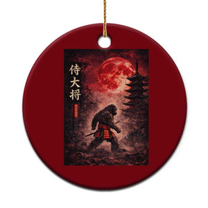 Samurai Bigfoot Ceramic Ornament Vintage Japanese Graphic Ukiyo-e Art Sasquatch Red Moon TS10 1pc Red Print Your Wear