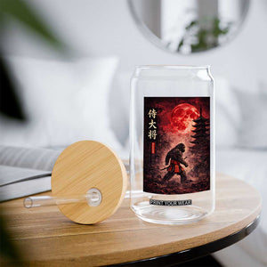 Samurai Bigfoot Glass Can Vintage Japanese Graphic Ukiyo-e Art Sasquatch Red Moon TS10 Print Your Wear