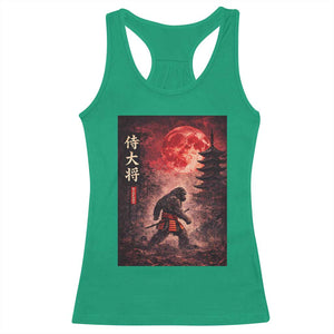 Samurai Bigfoot Racerback Tank Top Vintage Japanese Graphic Ukiyo-e Art Sasquatch Red Moon TS10 Irish Green Print Your Wear