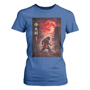 Samurai Bigfoot T Shirt For Women Vintage Japanese Graphic Ukiyo-e Art Sasquatch Red Moon TS10 Royal Blue Print Your Wear