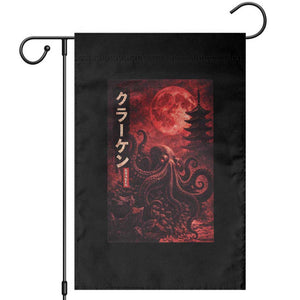 Vintage Sea Monster Garden Flag Horror Japanese Octopus Mythology Temple Red Moon TS10 Black Print Your Wear
