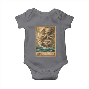 Vintage Japanese Sea Monster Baby Onesie Retro Mythology Newspaper Ukiyo-e Art TS10 Charcoal Print Your Wear