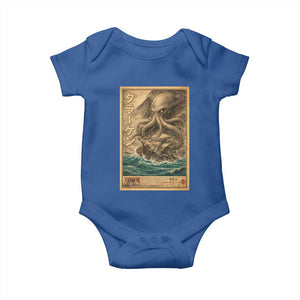 Vintage Japanese Sea Monster Baby Onesie Retro Mythology Newspaper Ukiyo-e Art TS10 Royal Blue Print Your Wear