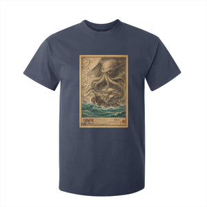 Vintage Japanese Sea Monster T Shirt For Kid Retro Mythology Newspaper Ukiyo-e Art TS10 Navy Print Your Wear