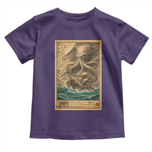 Vintage Japanese Sea Monster Toddler T Shirt Retro Mythology Newspaper Ukiyo-e Art TS10 Purple Print Your Wear