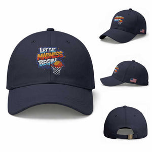Basketball Bracket Baseball Cap Funny Let the Madness Begin Sporty Basketball Players Lovers TS10 Baseball Cap Universal Fit Navy Print Your Wear