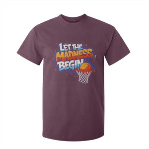 Basketball Bracket T Shirt For Kid Funny Let the Madness Begin Sporty Basketball Players Lovers TS10 Maroon Print Your Wear