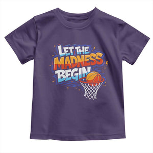 Basketball Bracket Toddler T Shirt Funny Let the Madness Begin Sporty Basketball Players Lovers TS10 Purple Print Your Wear