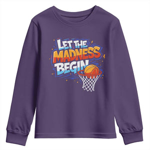 Basketball Bracket Youth Sweatshirt Funny Let the Madness Begin Sporty Basketball Players Lovers TS10 Purple Print Your Wear
