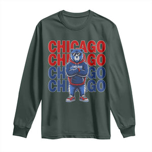 Vintage Chicago Pride Graphic Long Sleeve Shirt US State Sports Fan Baseball Lover TS10 Dark Forest Green Print Your Wear