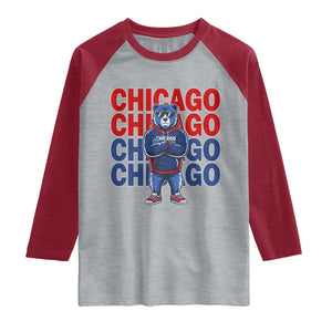 Vintage Chicago Pride Graphic Raglan Shirt US State Sports Fan Baseball Lover TS10 Heather Gray Heather Red Print Your Wear