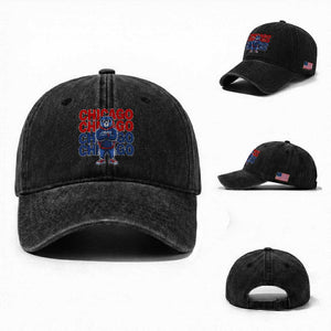 Vintage Chicago Pride Graphic Washed Cotton Baseball Cap US State Sports Fan Baseball Lover TS10 Washed Cap Universal Fit Black Print Your Wear