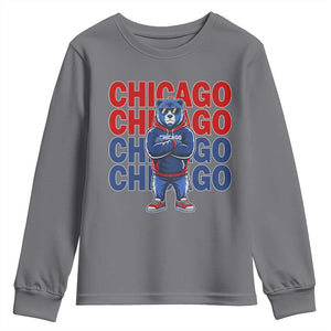 Vintage Chicago Pride Graphic Youth Sweatshirt US State Sports Fan Baseball Lover TS10 Charcoal Print Your Wear