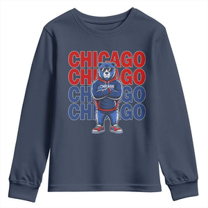 Vintage Chicago Pride Graphic Youth Sweatshirt US State Sports Fan Baseball Lover TS10 Navy Print Your Wear