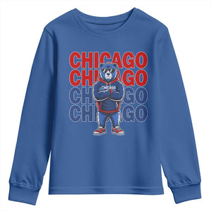 Vintage Chicago Pride Graphic Youth Sweatshirt US State Sports Fan Baseball Lover TS10 Royal Blue Print Your Wear