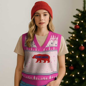 Chicago Baseball V-Neck Knit Sweater Vest Vintage Distressed Illinois City Pride Baseball Lover TS10 Hot Pink Print Your Wear