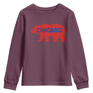 Chicago Baseball Youth Sweatshirt Vintage Distressed Illinois City Pride Baseball Lover TS10 Maroon Print Your Wear