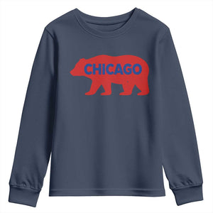 Chicago Baseball Youth Sweatshirt Vintage Distressed Illinois City Pride Baseball Lover TS10 Navy Print Your Wear