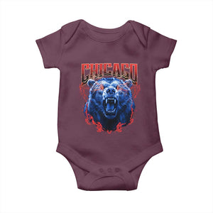Retro Chicago Baby Onesie Vintage Cub Bootleg Graphic Baseball Fans TS10 Maroon Print Your Wear