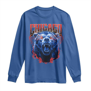 Retro Chicago Long Sleeve Shirt Vintage Cub Bootleg Graphic Baseball Fans TS10 Royal Blue Print Your Wear
