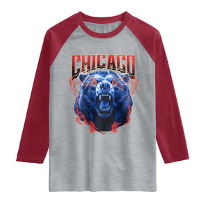 Retro Chicago Raglan Shirt Vintage Cub Bootleg Graphic Baseball Fans TS10 Heather Gray Heather Red Print Your Wear
