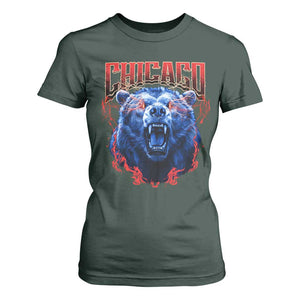 Retro Chicago T Shirt For Women Vintage Cub Bootleg Graphic Baseball Fans TS10 Dark Forest Green Print Your Wear