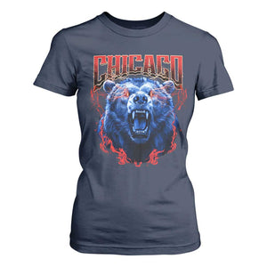 Retro Chicago T Shirt For Women Vintage Cub Bootleg Graphic Baseball Fans TS10 Navy Print Your Wear