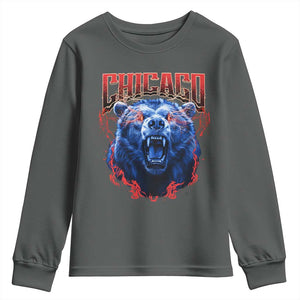 Retro Chicago Youth Sweatshirt Vintage Cub Bootleg Graphic Baseball Fans TS10 Dark Heather Print Your Wear
