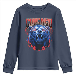 Retro Chicago Youth Sweatshirt Vintage Cub Bootleg Graphic Baseball Fans TS10 Navy Print Your Wear