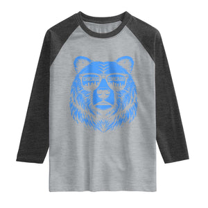 Vintage Chicago Raglan Shirt Cub With Sunglasses Baseball Fans TS10 Heather Gray Heather Charcoal Print Your Wear
