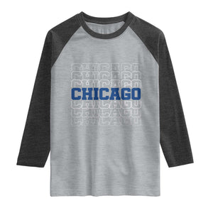 Vintage Chicago Graphic Raglan Shirt State Pride Baseball Lover TS10 Heather Gray Heather Charcoal Print Your Wear