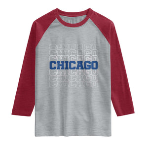 Vintage Chicago Graphic Raglan Shirt State Pride Baseball Lover TS10 Heather Gray Heather Red Print Your Wear