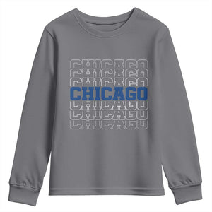 Vintage Chicago Graphic Youth Sweatshirt State Pride Baseball Lover TS10 Charcoal Print Your Wear