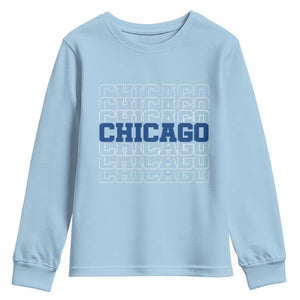 Vintage Chicago Graphic Youth Sweatshirt State Pride Baseball Lover TS10 Light Blue Print Your Wear