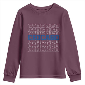 Vintage Chicago Graphic Youth Sweatshirt State Pride Baseball Lover TS10 Maroon Print Your Wear