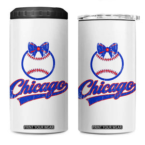 Chicago Coquette Bow 4 in 1 Can Cooler Tumbler Cute Girls Kids Women Baseball Fans TS10 One Size: 16 oz White Print Your Wear