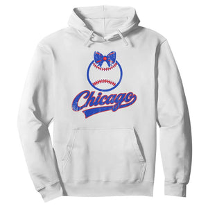 Chicago Coquette Bow Hoodie Cute Girls Kids Women Baseball Fans TS10 White Print Your Wear