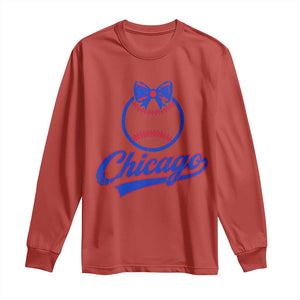 Chicago Coquette Bow Long Sleeve Shirt Cute Girls Kids Women Baseball Fans TS10 Red Print Your Wear