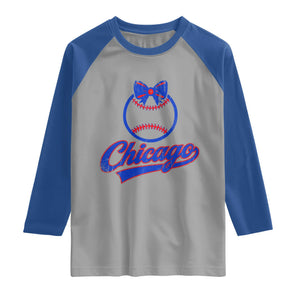 Chicago Coquette Bow Raglan Shirt Cute Girls Kids Women Baseball Fans TS10 Sport Gray Royal Print Your Wear
