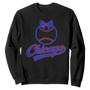 Chicago Coquette Bow Sweatshirt Cute Girls Kids Women Baseball Fans TS10 Black Print Your Wear