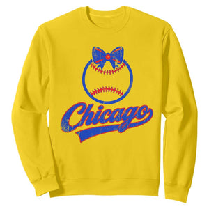 Chicago Coquette Bow Sweatshirt Cute Girls Kids Women Baseball Fans TS10 Daisy Print Your Wear