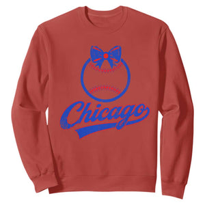 Chicago Coquette Bow Sweatshirt Cute Girls Kids Women Baseball Fans TS10 Red Print Your Wear