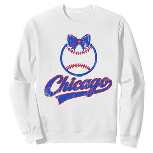 Chicago Coquette Bow Sweatshirt Cute Girls Kids Women Baseball Fans TS10 White Print Your Wear